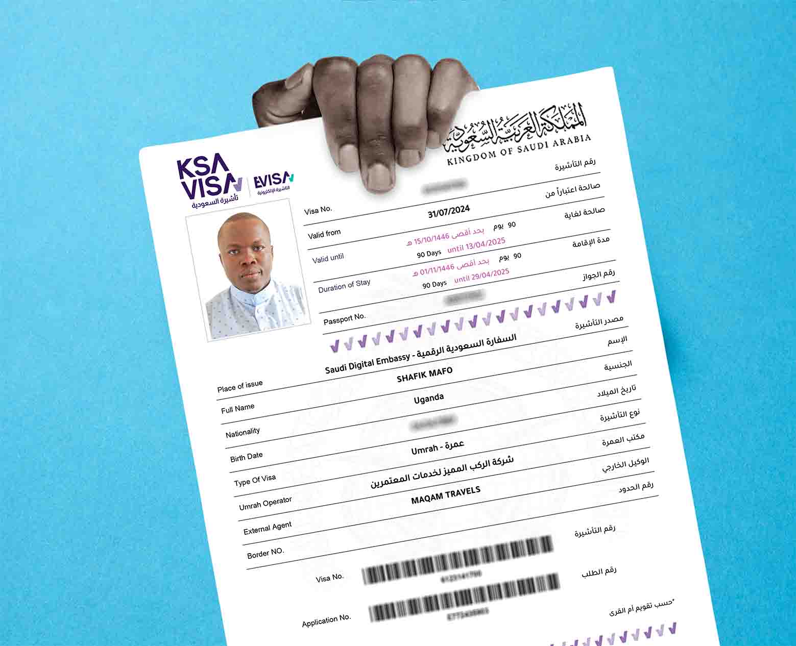 Saudi Hajj visa copy